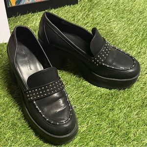 Elegant Black Studded Loafers Italian leather Designer